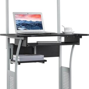2 Tier Rolling Home Office Computer Desk