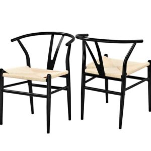 Set of 2 Weave Chair Mid-Century Metal Dining Chair