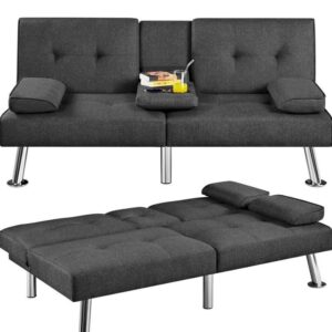 Convertible Sofa Bed Adjustable Fabric Couch Sleeper
