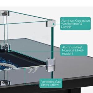 Gas Fire Pit Wind Guard for Square Fire Table