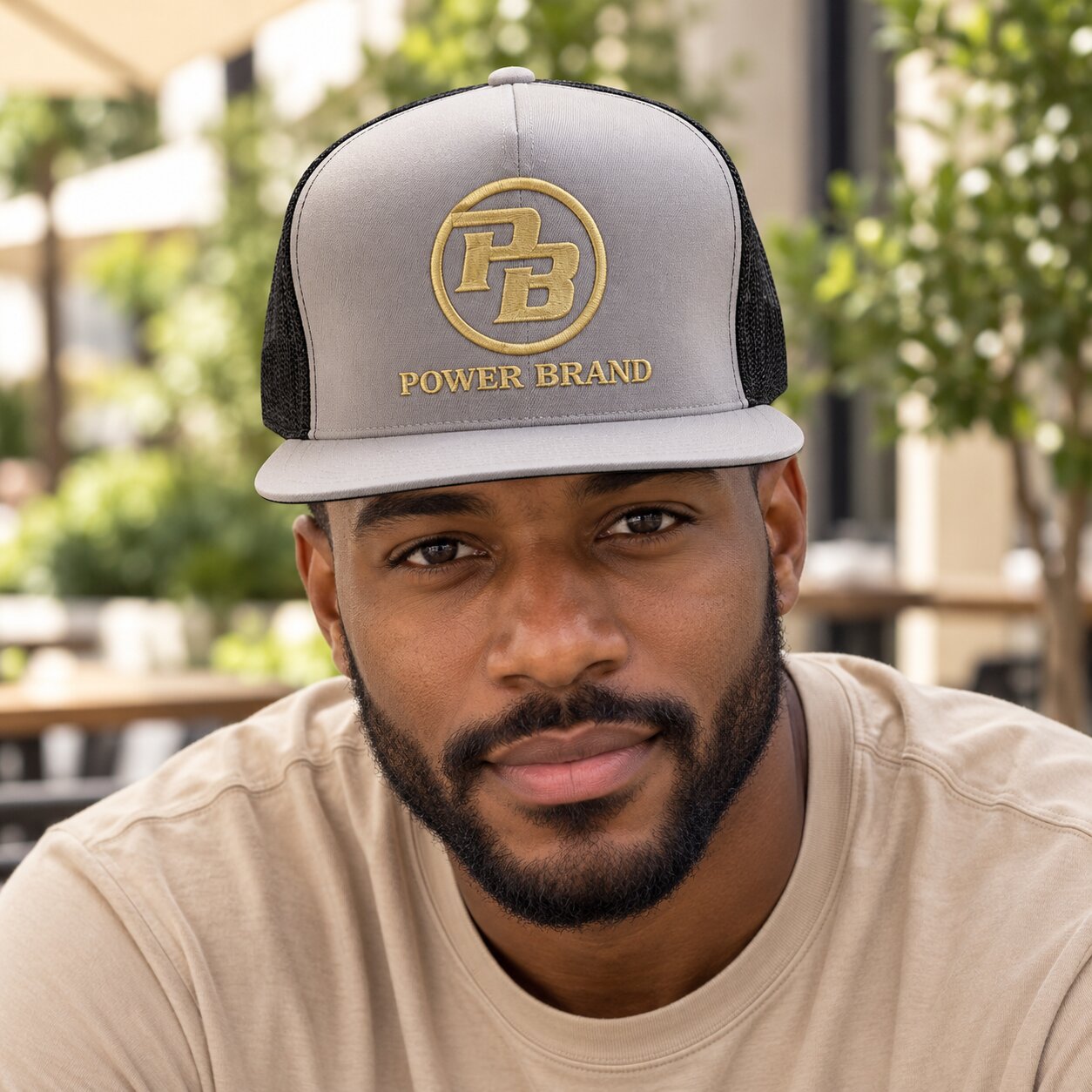 POWER BRAND Gray & Gold Trucker Cap - Image 4
