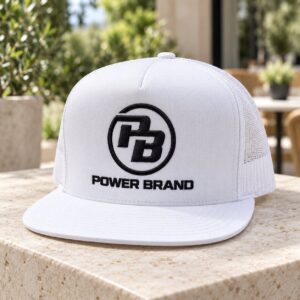 POWER BRAND White & Black Trucker Cap