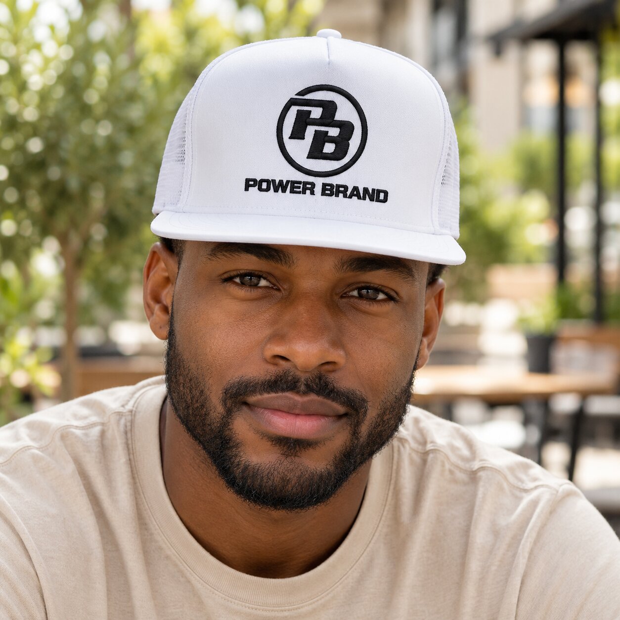 POWER BRAND White & Black Trucker Cap - Image 4